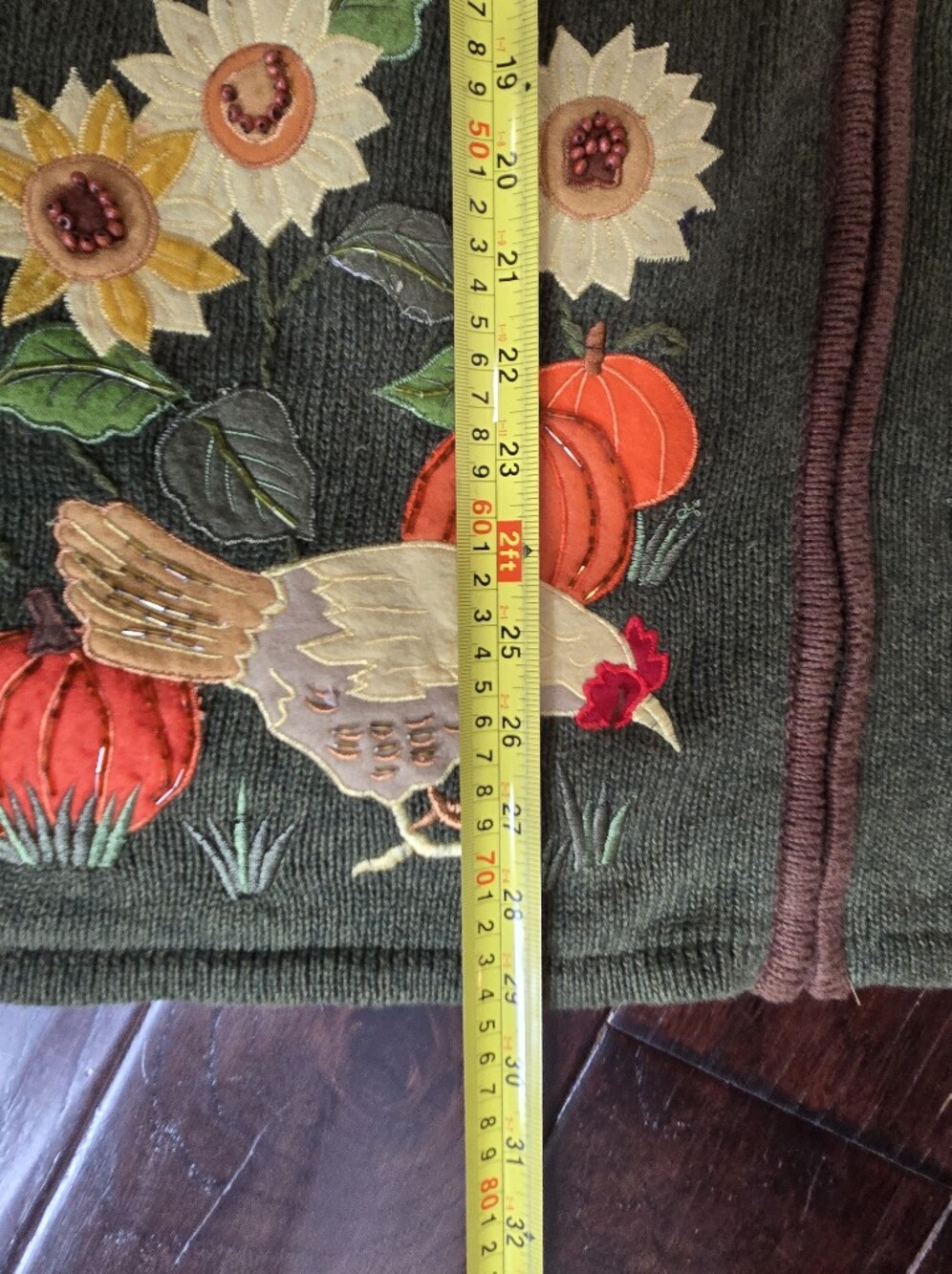 Tiara Women 2X Fall Harvest Chicken Pumpkin Zip Sweater Vest Cottagecore Granny - Picture 9 of 10